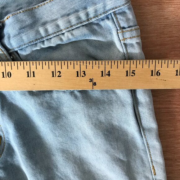 MNML Jeans Men 28x29 Blue Low Rise Raw Hem Distressed Ankle Zip Button Fly Biker - Picture 10 of 15